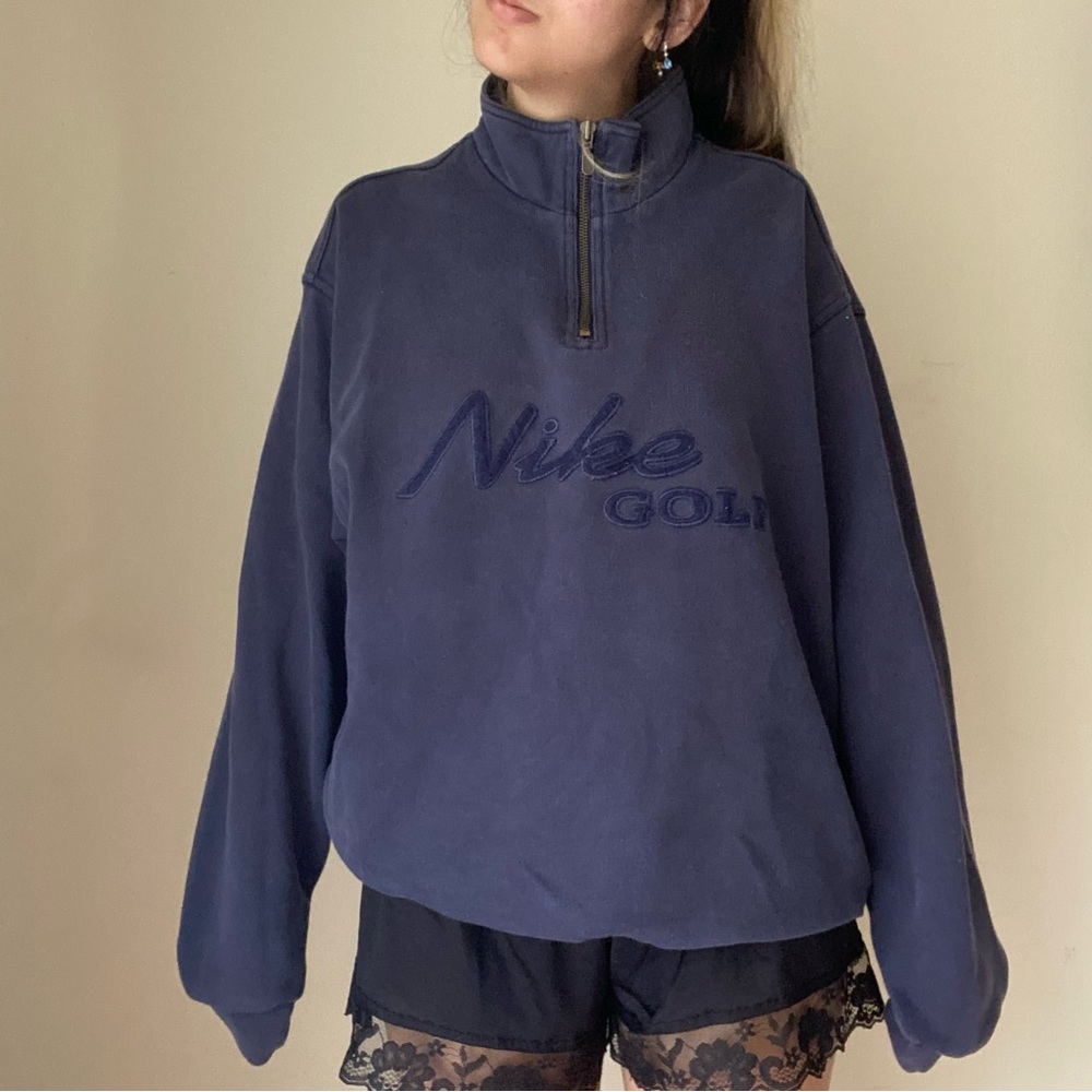 Vintage Nike navy blue golf quarter zip size large.